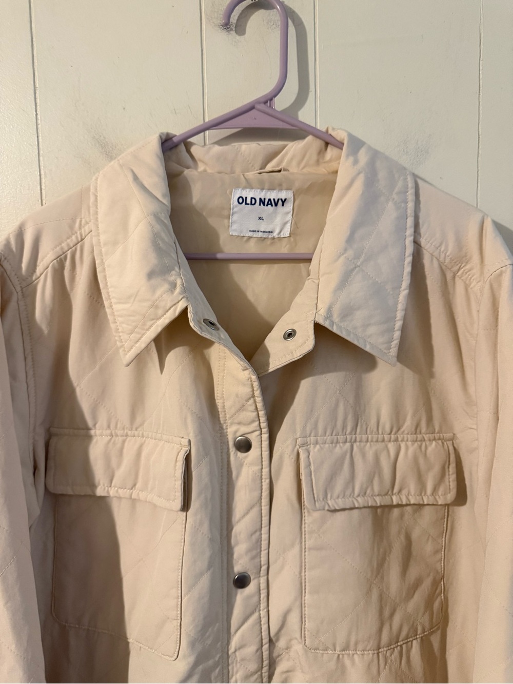Old Navy Women’s Cream Quilted Utility Shacket NWT, Size XL - Picture 2 of 8